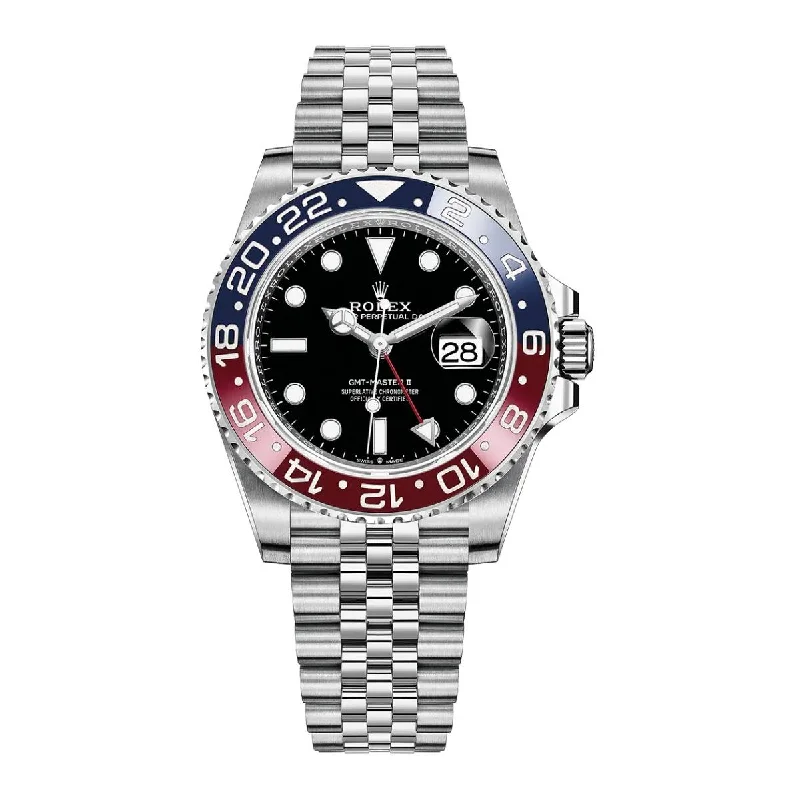 Rolex GMT-Master II "Pepsi" 40mm - Ref: 126710blro-0001 - Black Dial, Red & Blue Ceramic Bezel, Stainless Steel Jubilee Bracelet Men's Watch