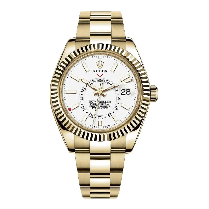 Rolex Sky-Dweller 42mm - Ref: 326938 - Intense White Stick Dial, 18K Yellow Gold Oyster Bracelet Watch