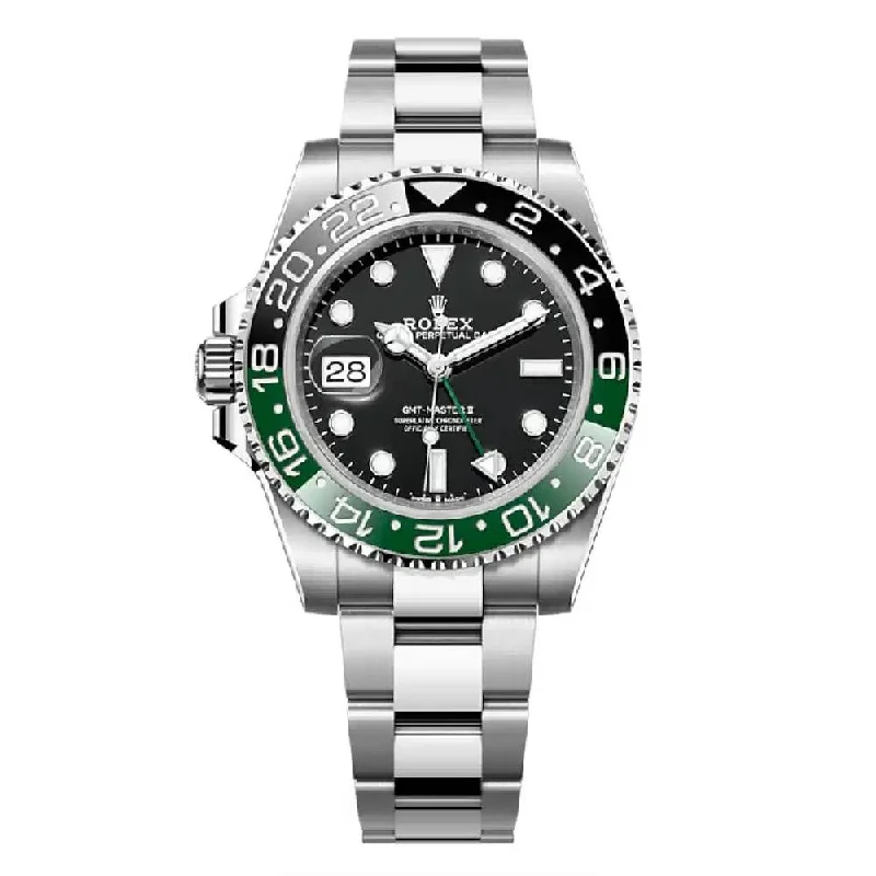 Rolex GMT-Master II "Sprite" 40mm - Ref: 126720VTNR -  Black Dial, Green & Black Bezel, Stainless Steel Oyster Bracelet Men's Watch