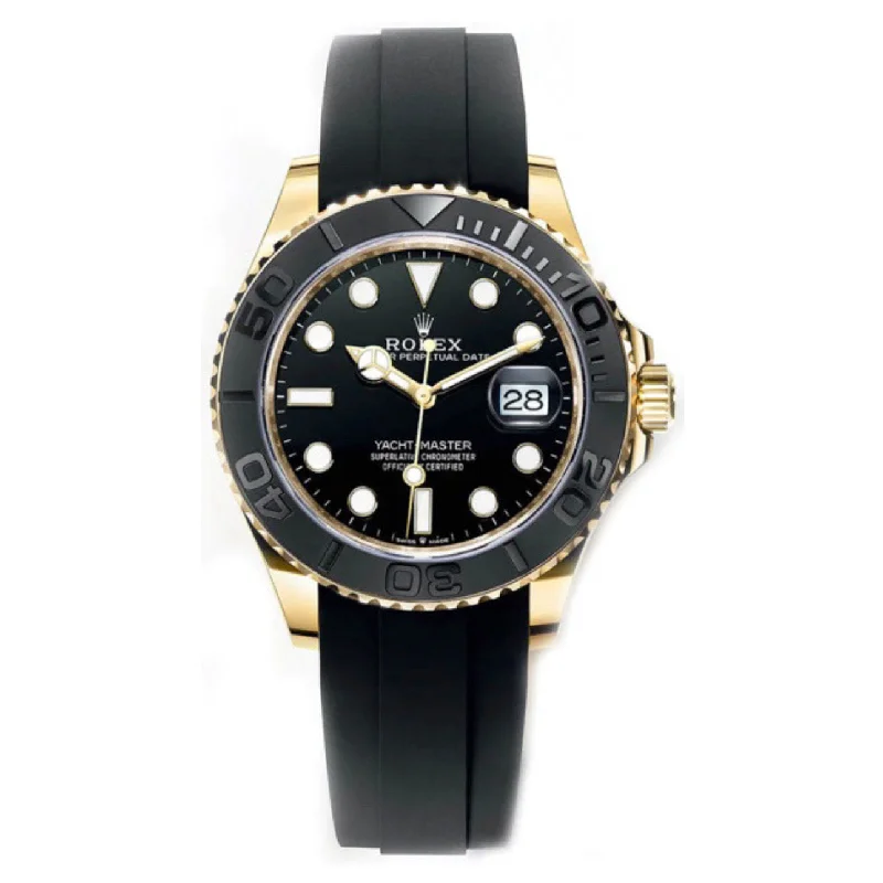 Rolex Yachtmaster 42mm - Ref: 226658 - Black Dial & 18K Yellow Gold Case, Black Oysterflex Bracelet Men's Watch