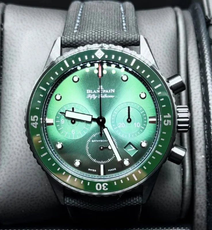 UNWORN 2024 Blancpain Fifty Fathoms Bathyscaphe Chronographe Flyback GREEN DIAL 5200-0153-B52A